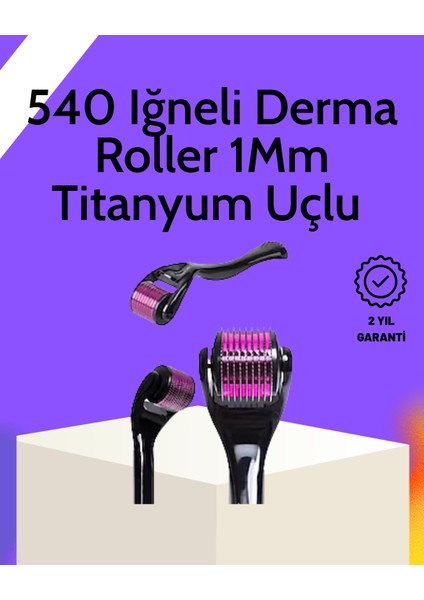 Nrzsnt Evde Güvenli Kullanım Için Titanyum Derma Roller – Siyah Saplı