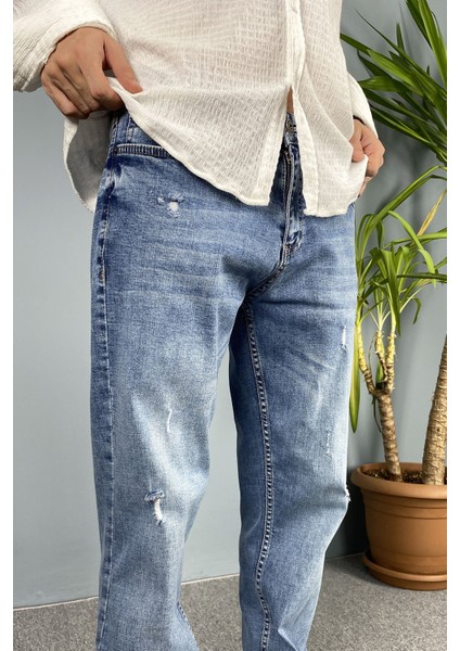 Mavi Yırtıklı Jean - Boyfriend Kot Pantolon fırsatları