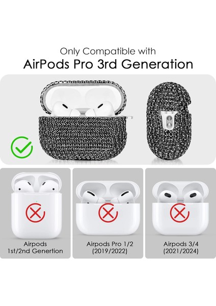 Apple Airpods Pro 3 Kılıf Kristal Taşlı Parıltılı Gold modelleri