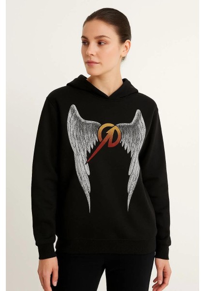 Metallica Iki Iplik Kapüşonlu Ön ve Arka Baskılı Hoodie - Siyah