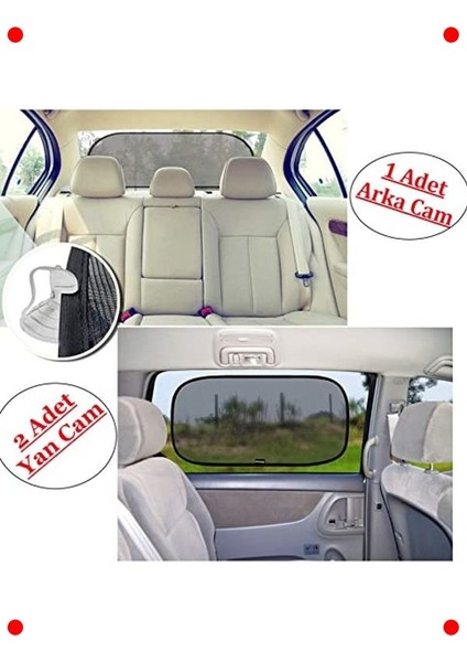 Araç Cam Güneşlik Perde Seti 3'lü - Vantuzlu fiyatları