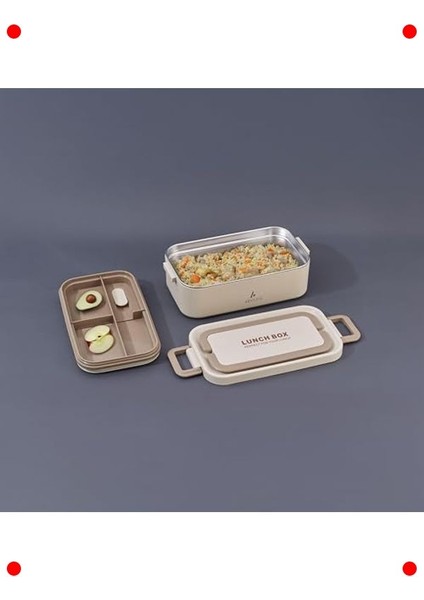 Bento Öğle Yemeği Kutusu, Bej, 1000 ml
