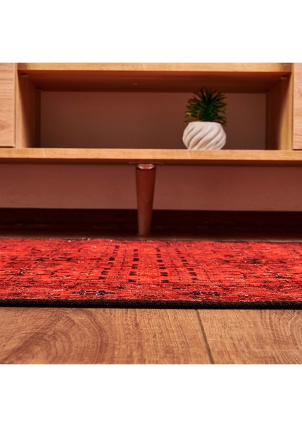 Soft Atlas Afgan Desenli Halı - Kırmızı - 80X150 cm fiyatları