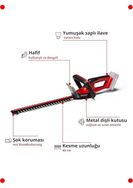 Akülü Çit Budama Makinesi (18V, 40CM Kesim) modelleri