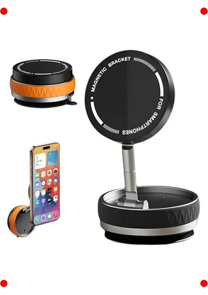 Güçlü Manyetik Vakumlu Araç Telefon Tutucu (Siyah)