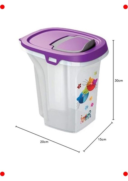 6 Lt Büyük Boy Evcil Hayvan Mama Saklama Kabı - Fuşya modelleri