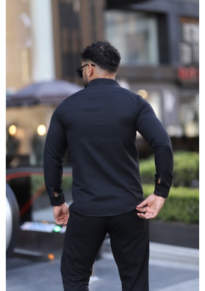 Saklı Düğmeli Slim Fit Klasik Yaka Uzun Kol Pamuk Gömlek fiyatları