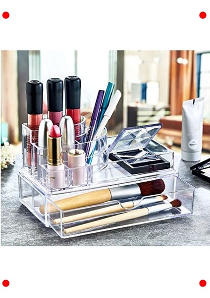 9 Bölmeli Çekmeceli Akrilik Kozmetik Makyaj Düzenleyici