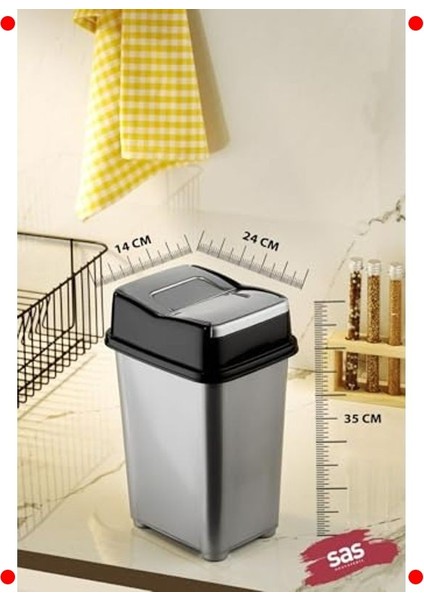 Girdap Kapaklı Çöp Kovası - Gri, 10 Litre modelleri