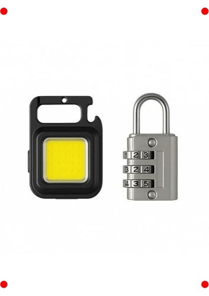 Mini Güvenlik Seti: Anahtarlık LED Işık ve Asma Kilit