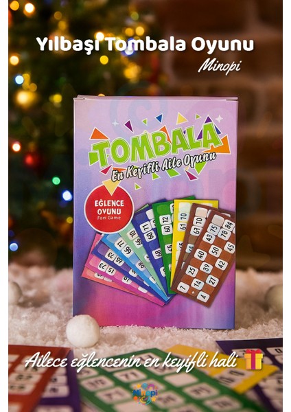 Kutulu Yılbaşı Tombala Oyunu Renkli Kartlar Yılbaşı Gecesi Eğlenceli Oyun