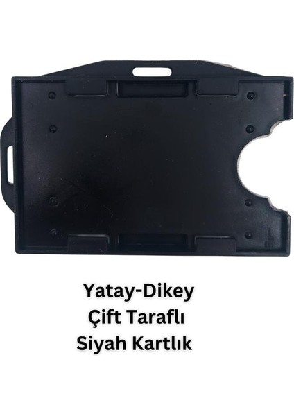 Siyah Yatay Dikey Çift Taraflı Kart Koruyucu