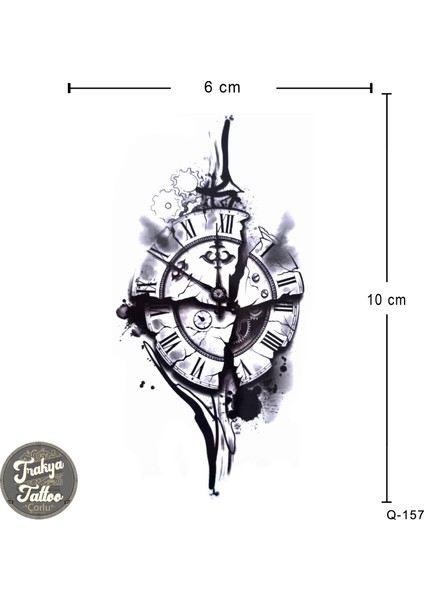 Geçici Dövme 1-2 Hafta Kalıcı Minimal Saat Dövmesi