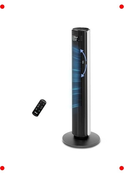 Sessiz Kule Vantilatör (Uzaktan Kumandalı, Beyaz)