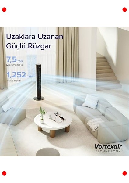 Sessiz Kule Vantilatör (Uzaktan Kumandalı, Beyaz) fiyatları