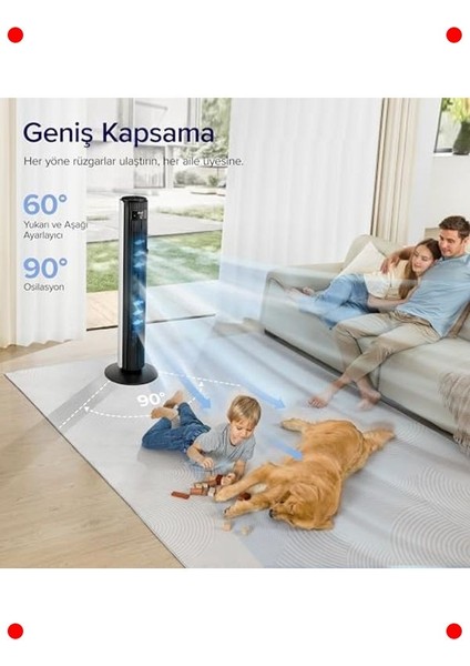 Sessiz Kule Vantilatör (Uzaktan Kumandalı, Beyaz) modelleri