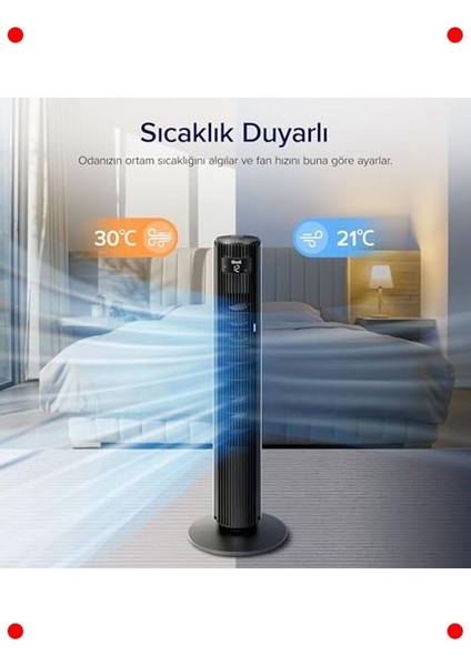 Sessiz Kule Vantilatör (Uzaktan Kumandalı, Beyaz) indirimleri