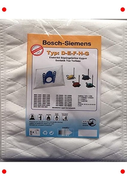 Elektrikli Süpürge Sentetik Toz Torbası (5 Adet)