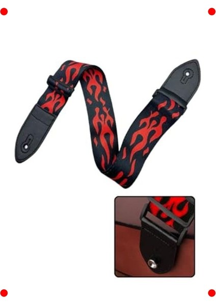 Desenli Gitar Omuz Askısı (Siyah-Kırmızı)