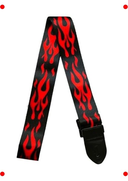 Desenli Gitar Omuz Askısı (Siyah-Kırmızı) fiyatları