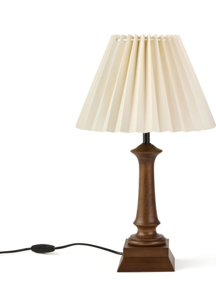 Lighting French Cottage Ahşap Ayak Abajur - Koyu Kahverengi / Krem