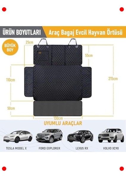 Evcil Hayvan Uyumlu Su Geçirmez Bagaj Örtüsü (Gri) modelleri