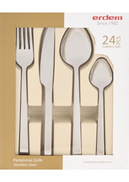 Girit 24 Parça Çelik Çatal Kaşık Bıçak Seti - Inox