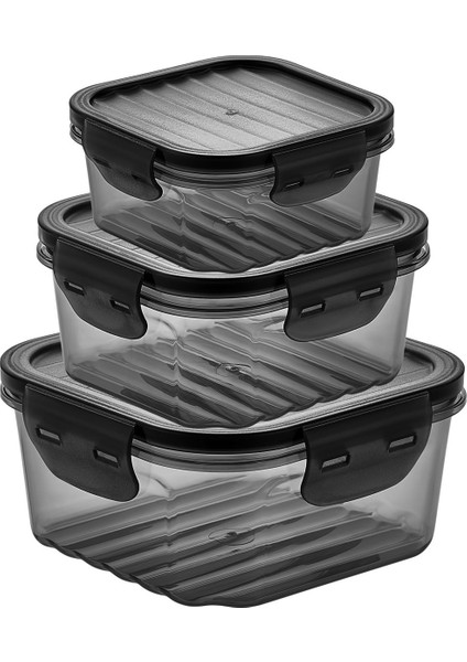 L860X2 Quick Sızdırmaz Kare Saklama Kabı Seti - Siyah / Şeffaf modelleri