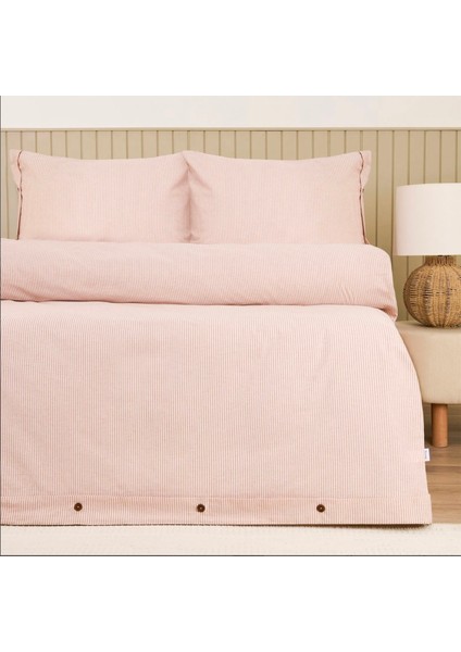 Soft Stripe Çift Kişilik Nevresim Takımı - Kiremit