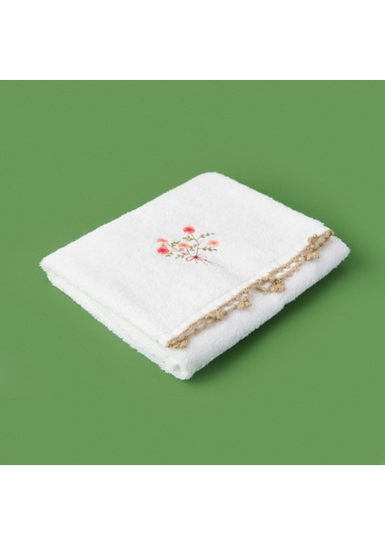 Soft Granny Summer Çiçek Nakışlı Yüz Havlusu - Ekru - 50X90 cm modelleri