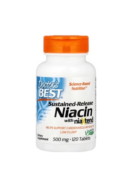 Doctors Best Sustained-Release Vitamin B3 Niacin With Niaxtend Supports Heart Health 120 Veg Caps