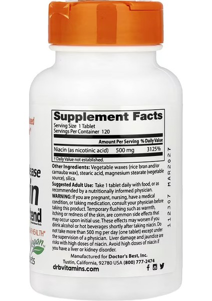 Doctors Best Sustained-Release Vitamin B3 Niacin With Niaxtend Supports Heart Health 120 Veg Caps modelleri