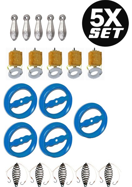 Kasnaklı 5'li Hazır Takım Kurşunlu Dip Oltası - Sazan El Oltası Takımı Küspeli Sazan Oltası