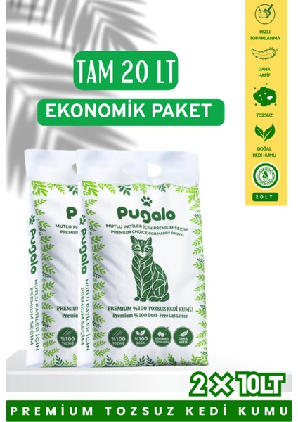 Kokusuz Naturel Kedi Kumu 10LT x 2 Adet