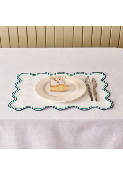 Soft Nonna Amerikan Servis - Yeşil / Mavi - 30X50 cm