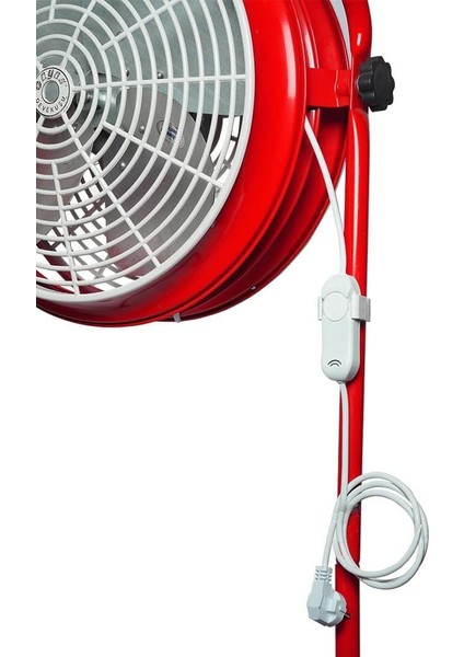 Ayas Devekuşu Retro Tekerlekli Sanayi Tipi Vantilatör - Kırmızı indirimleri