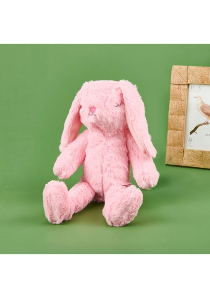 Soft Uyuyan Tavşan Figürlü Yastık - Pembe - 20X35 cm