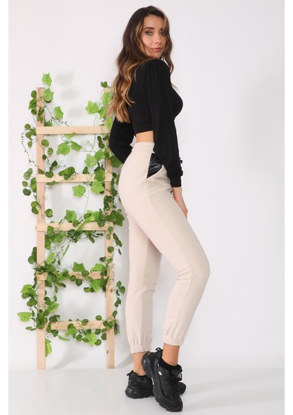 Cepleri Deri Detaylı Polar Yumuşacık Eşofman Altı fırsatları