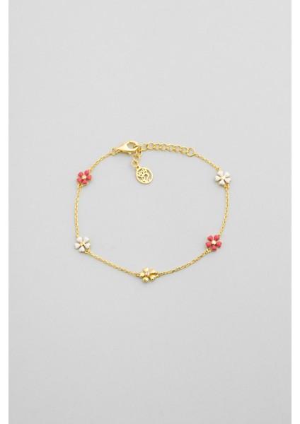 Sevilla Çiçeği 18 Ayar Sarı Altın Kaplama 19 cm Gümüş Bileklik