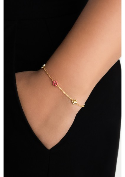 Sevilla Çiçeği 18 Ayar Sarı Altın Kaplama 19 cm Gümüş Bileklik fiyatları