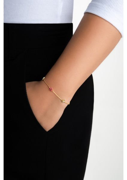 Sevilla Çiçeği 18 Ayar Sarı Altın Kaplama 19 cm Gümüş Bileklik fırsatları