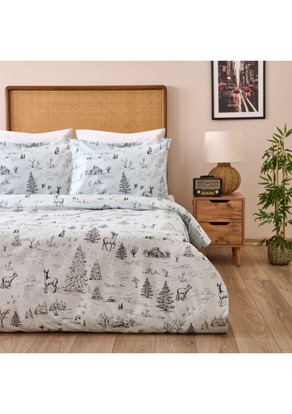 Soft Pacha Çift Kişilik Nevresim Takımı - Mavi / Antrasit