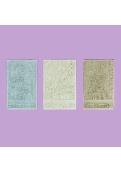 Soft Samantha 3'lü Havlu Seti - Mint / Haki / Mavi - 30X50 cm modelleri
