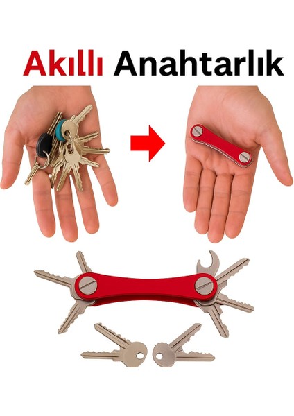 Akıllı Anahtarlık | Düzenleyici ve Çok Fonksiyonlu Anahtar Tutucu (Metal Gövde)