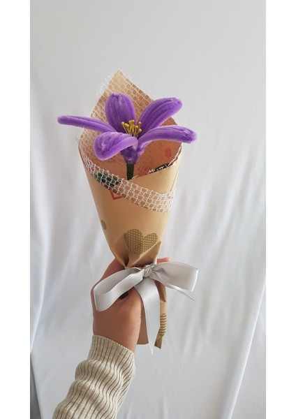 El Yapımı Zambak Şönil Çiçek Buket – Dekoratif, Solmayan, Hediye Için Ideal