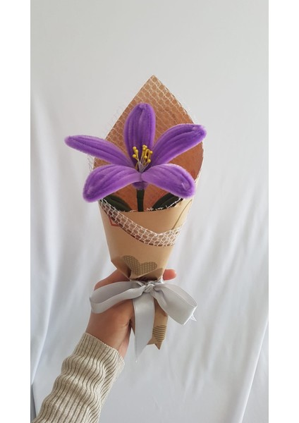 El Yapımı Zambak Şönil Çiçek Buket – Dekoratif, Solmayan, Hediye Için Ideal