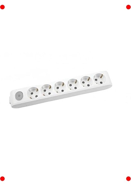 Anahtarlı 6'lı Priz - Topraklı & Çocuk Korumalı