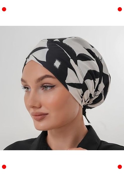 Kadın Tesettür Yüzücü Bonesi - Yaprak Desenli fırsatları