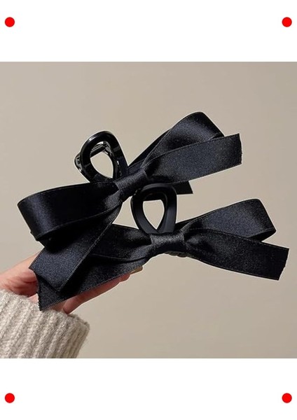 Siyah Saten Fiyonk Mandal Toka & Saç Aksesuar Seti modelleri