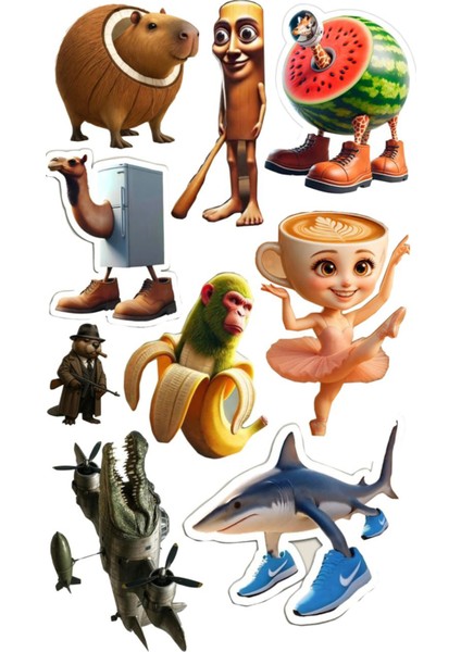 Brainrot Telefon Laptop Notebook Tablet Defter Matara Stiker Etiket ST2002